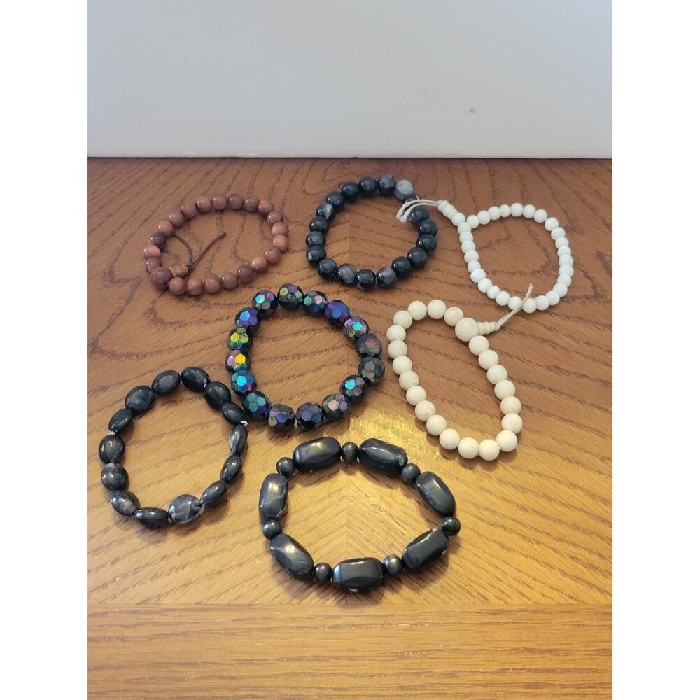 Vtg‎ Glass Plastic Bead Beach Boho Fashion Jewelry magnetic Bracelets Lot of 7 - Picture 13 of 16